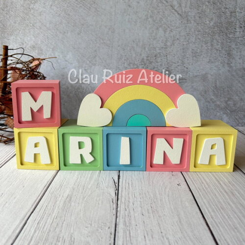 Candy Colors - Cubos 6x6cm Ts + Arco Íris. Decoração Bebê