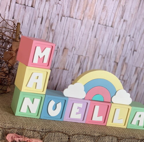 Candy Colors - Cubos 6x6cm Ts + Arco Íris. Decoração Bebê