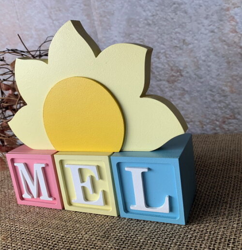 Cubos Decorativos Personalizados MDF Quarto de Bebê + Sol