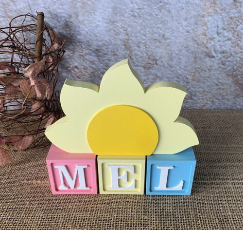 Cubos Decorativos Personalizados MDF Quarto de Bebê + Sol