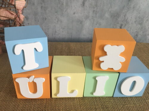 Cubos Decorativos MDF Personalizados Quarto de Bebê 6x6cm com Ur