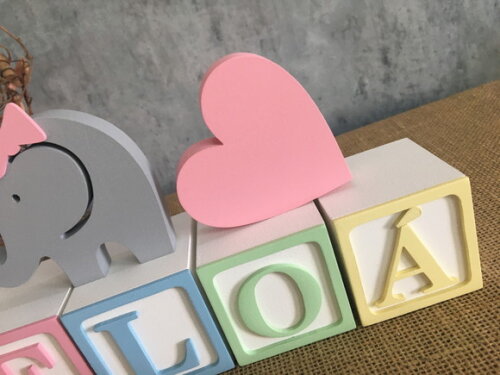 Cubos Decorativos MDF Personalizados Para Quarto de Bebê + Elefa
