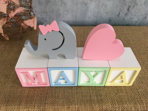 CANDY COLORS - Cubos 6x6cm+ Elefantinha + Coração