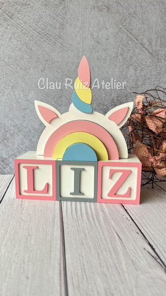 Candy Colors-cubos 6x6cm+arco Íris Unicórnio Decoração Bebê