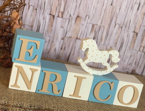 Cavalinho - Decoração Bebê - Cubos 6x6cm + Cavalinho