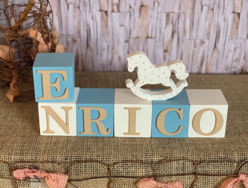 Cavalinho - Decoração Bebê - Cubos 6x6cm + Cavalinho