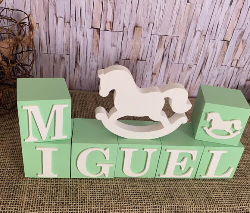 Cavalinho - Decoração Bebê - Cubos 6x6cm + Cavalinho