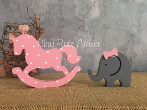 Cavalinho Carrossel e Elefantinha -poá