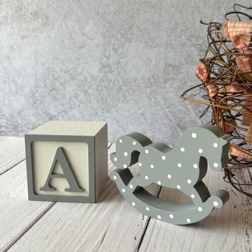 Cavalinho de Balanço + Cubo 6x6cm Ts Decoração Bebê