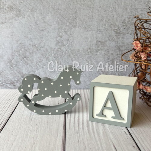 Cavalinho de Balanço + Cubo 6x6cm Ts Decoração Bebê