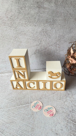 Cavalinho de Balanço + Cubos 6x6cm Ts Decoração Bebê
