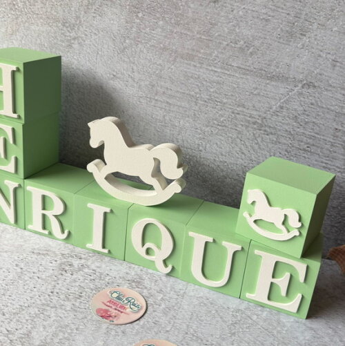 Cavalinho de Balanço + Cubos 6x6cm Ts Decoração Bebê