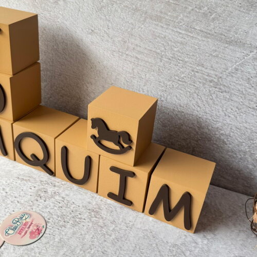 Cavalinho de Balanço + Cubos 6x6cm Ts Decoração Bebê