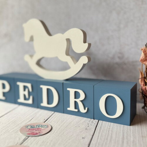 Cavalinho de Balanço + Cubos 6x6cm Ts Decoração Bebê