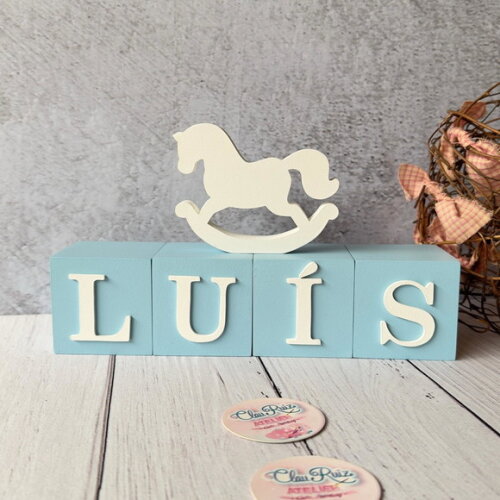 Cavalinho de Balanço + Cubos 6x6cm Ts Decoração Bebê