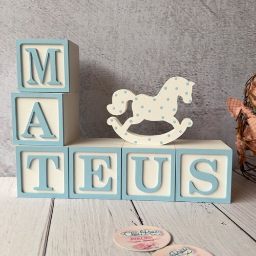 Cavalinho de Balanço + Cubos 6x6cm Ts Decoração Bebê