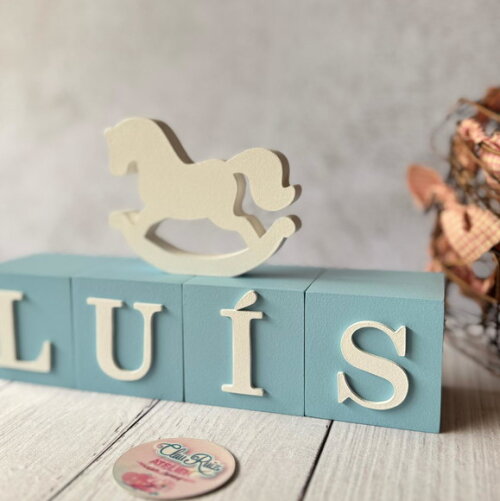 Cavalinho de Balanço + Cubos 6x6cm Ts Decoração Bebê