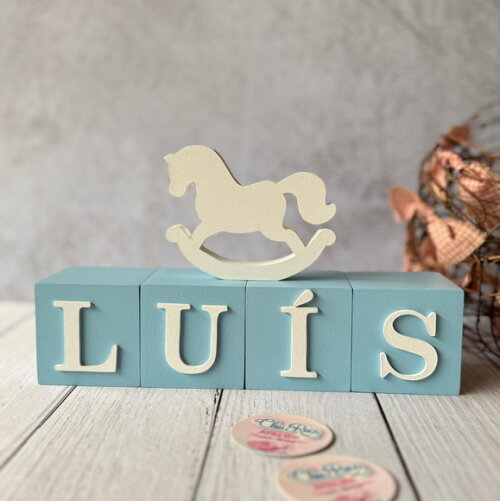 Cavalinho de Balanço + Cubos 6x6cm Ts Decoração Bebê