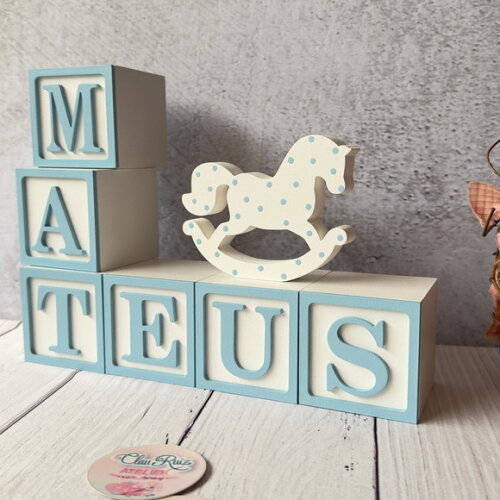 Cavalinho de Balanço + Cubos 6x6cm Ts Decoração Bebê
