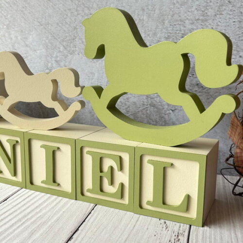 Cavalinho de Balanço + Cubos 6x6cm Ts Decoração Bebê