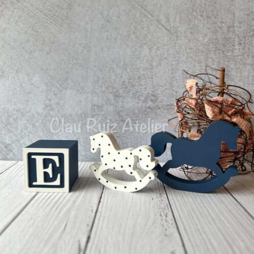 Cavalinho de Balanço + Cubos 6x6cm Ts Decoração Bebê