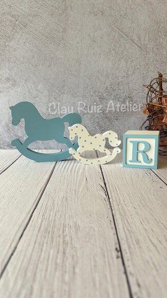 Cavalinho de Balanço + Cubos 6x6cm Ts Decoração Bebê