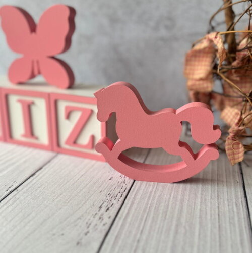 Cavalinho de Balanço +borboleta+ Cubos 6x6cm Decoração Bebê