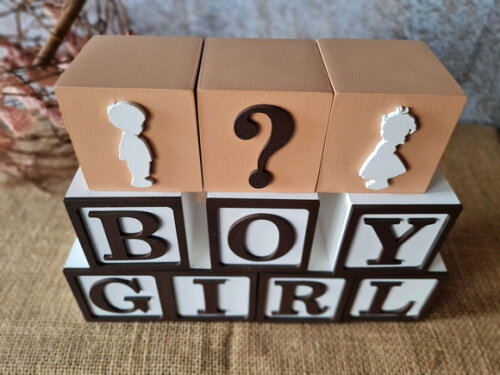 Chá de Revelação cubos 6x6cm Menino e Menina