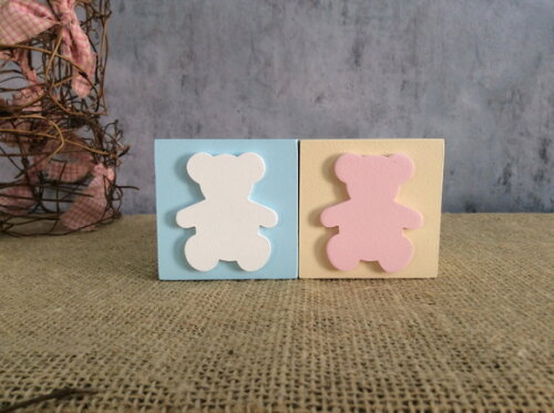 Chá de Revelação cubos 6x6cm Urso