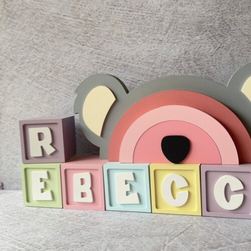 Coala Arco Íris +cubos 6x6cm Decoração Bebê