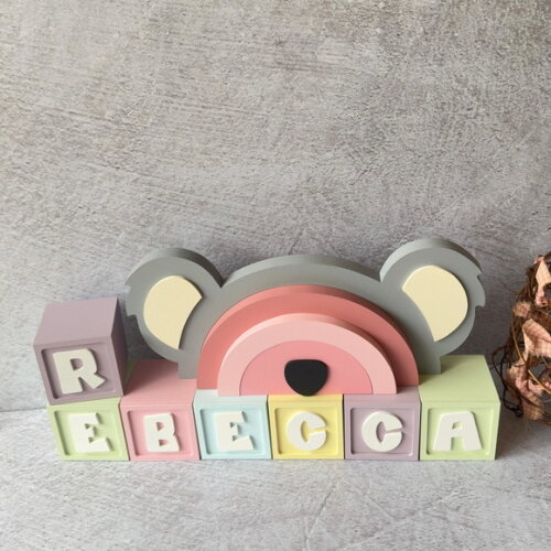 Coala Arco Íris +cubos 6x6cm Decoração Bebê