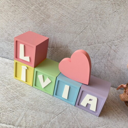Coração - Decoração Bebê - Cubos 6x6cm Candy Ts