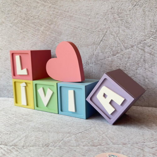 Coração - Decoração Bebê - Cubos 6x6cm Candy Ts