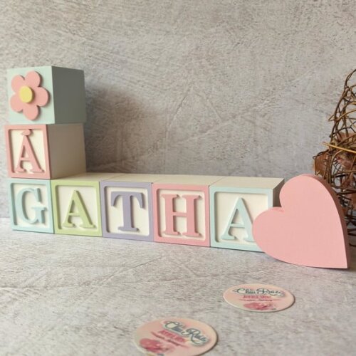 Coração -tons Pastel Cubos 6x6cm Decoração Bebê