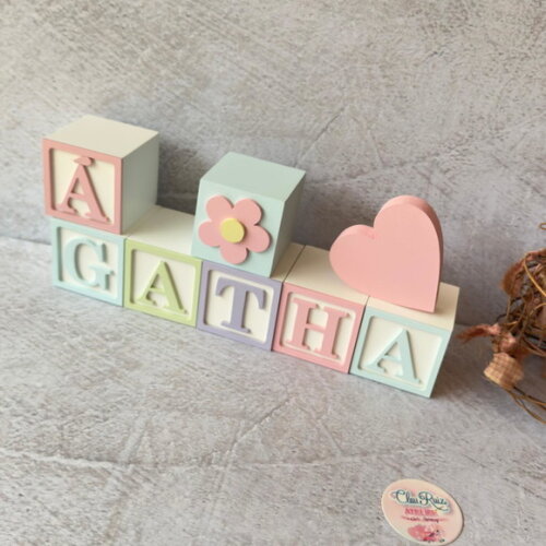 Coração -tons Pastel Cubos 6x6cm Decoração Bebê