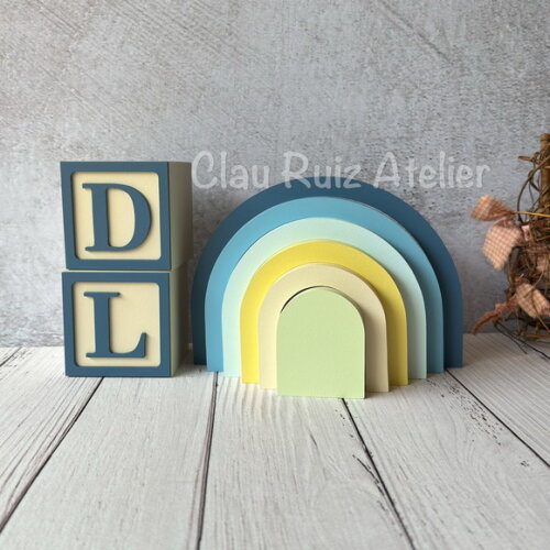 Cubos + Arco Íris de Mesa Escandinavo - Decoração Bebê