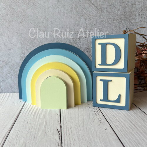 Cubos + Arco Íris de Mesa Escandinavo - Decoração Bebê