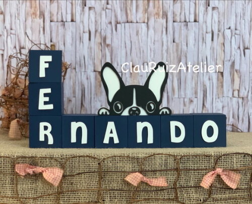 Cubos 6x6cm + Buldogue Decoração Bebê