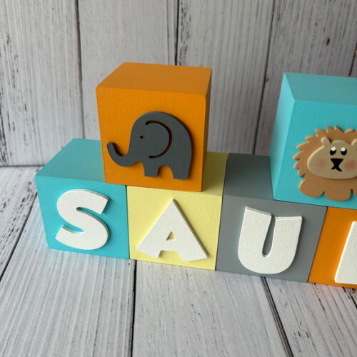 Cubos 6x6cm Decoração Bebê - Safari