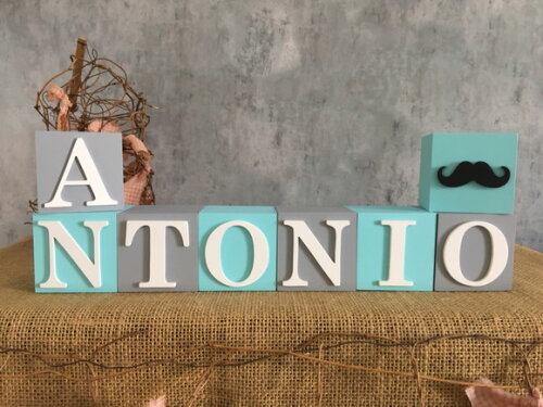 Cubos Decorativos Personalizados com  Nome do Bebê em MDF - Tema