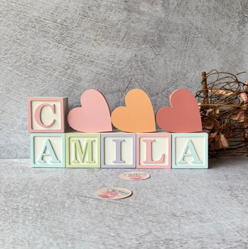 Cubos 6x6cm Pastel Ts + Trio de Coração