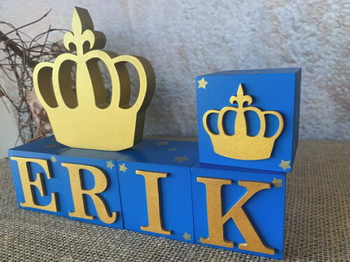 Cubos 6x6cm Pequeno Príncipe + Coroa de Mesa