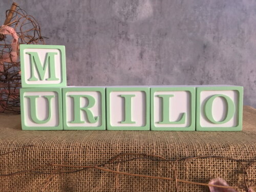 Cubos 6x6cm Ts - Nome com Moldura - Decoração Bebê