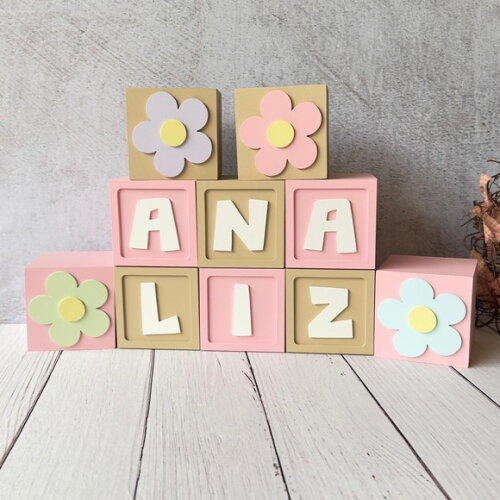 Cubos 8x8cm Decoração Bebê Jardim