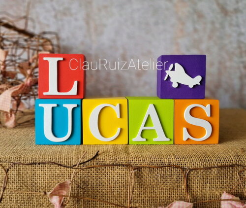 Cubos com Nome 6x6cm Ursinho Aviador