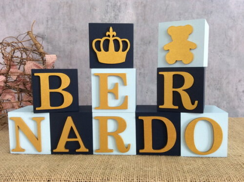 Cubos Decorativos 6x6cm + Urso e Coroa