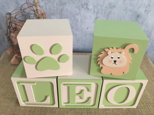 Cubos Leãozinho e Pata 10x10cm Decoração Bebê