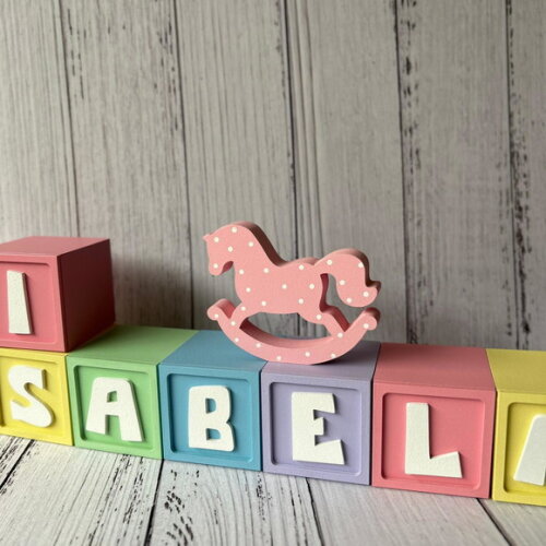 Decoração Bebê - Cubos 6x6cm + 1 Cavalinho de Balaço