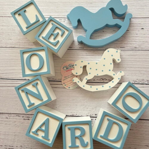 Decoração Bebê - Cubos 6x6cm + Cavalinho de Balaço
