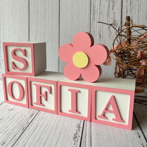 Decoração Bebê - Cubos 6x6cm Candy Ts + 1 Flor